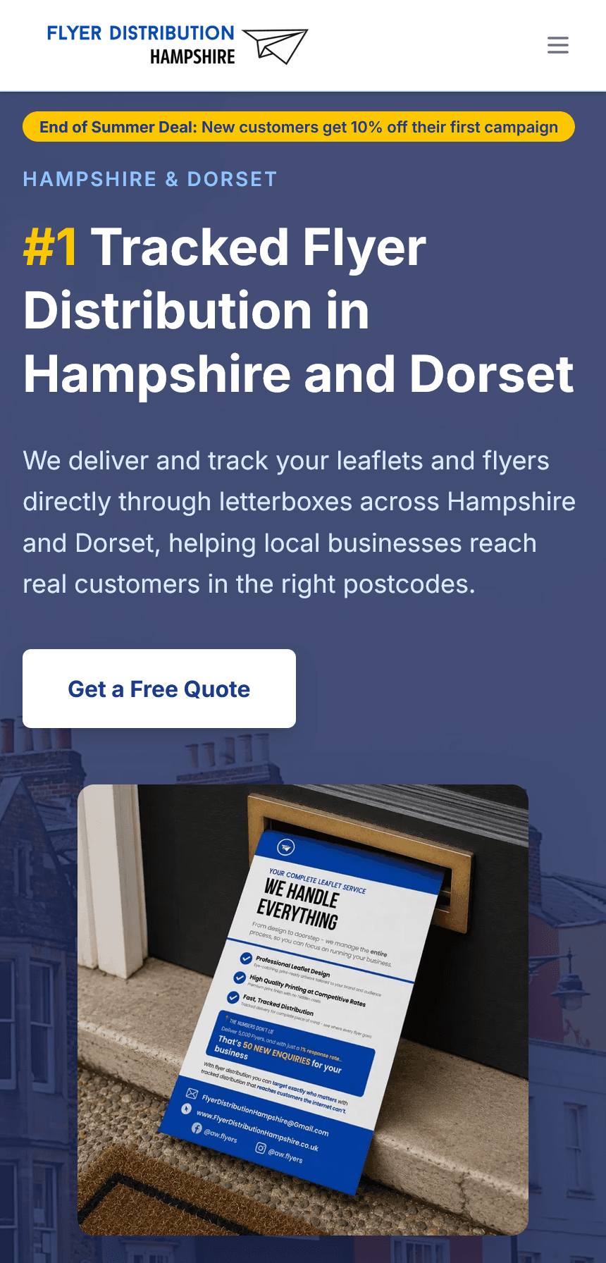 flyerdistributionhampshire.co.uk mobile view